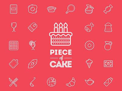 Piece of cake cake candy cookie food ice cream icojam icons meat pizza sushi tea vector