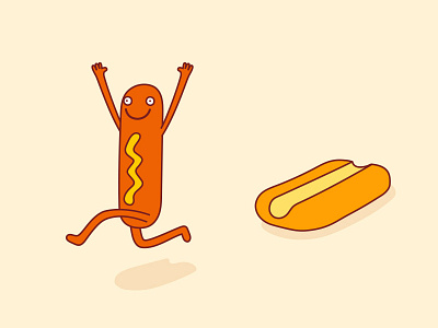 The Great Escape cartoon character design escape food happy hotdog idokungfoo laughter oxley simonox smile