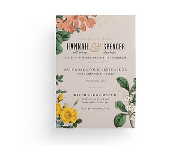 Hannah & Spencer design floral flowers invitation jessica layout love strelioff type typography vintage wedding