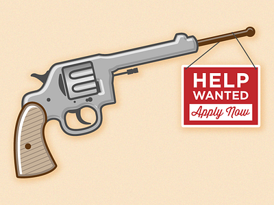 Secret Weapon in Hiring help wanted illustration revolver