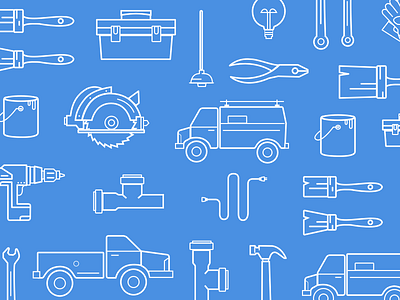 Tools & Repairs Line Icon Set hammer icon set icons line icons mobile paint saw sketch truck ui van wrench