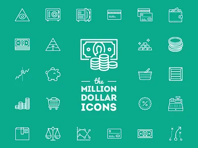 The million dollar icons cart cash coins credit card finance icojam icons pyramid safe shop vector wallet