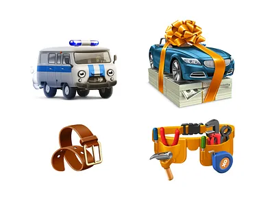 Gifts for belt car icon money ok skeuomorphic tools