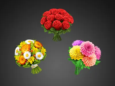 Flowers! flowers gift icon ok skeuomorphic
