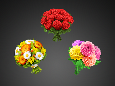 Flowers! flowers gift icon ok skeuomorphic