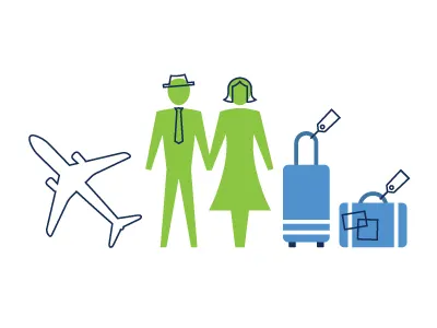 Airline Illustrations airplane jetset luggage travelers