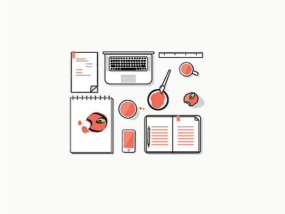 What's On My Desk desk icons red table vector