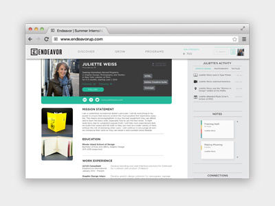 Endeavor branding resume ui uiux user experience user interface ux