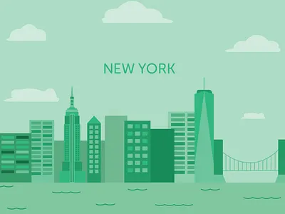 NYC app city clean flat illustration new york nyc restaurant skyline ui