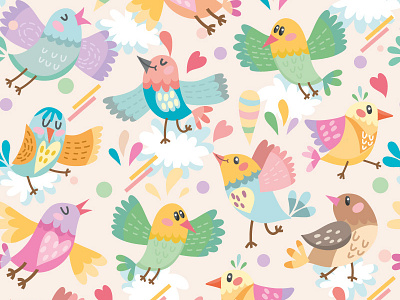 Birds pattern birds flat marushabelle pattern sweet vector