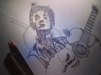 Woody Guthrie drawing guthrie ink pencil wood