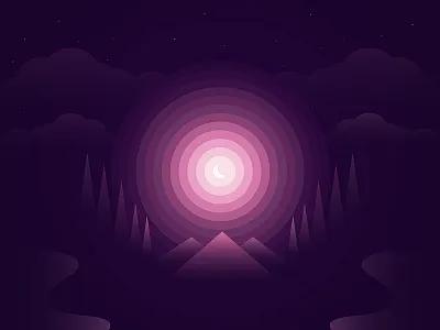 Gradient Forest cloud forest gradient josh warren lake moon mountain night purple stars trees