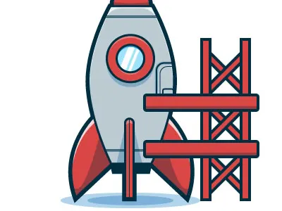 Rocketship game design spaceship vector