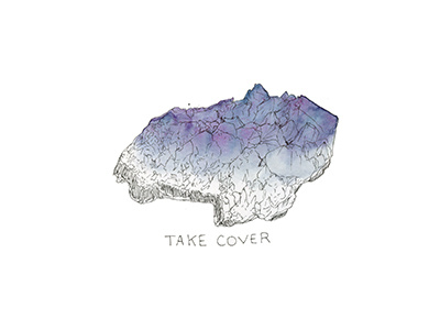 Take Cover amethyst crystal illustration lettering natural nature pen rock watercolor