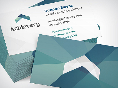 Achievery Business Card Design blue branding business cards print design startup