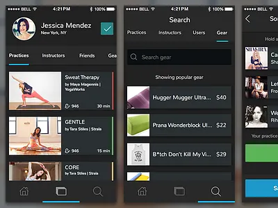Yoga app screens cool dark iphone neon sleek yoga