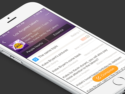 Interest Page app interest ios iphone lakers ui