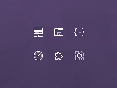 Server Integration Icons icon icons integration json purple puzzle server set terminal