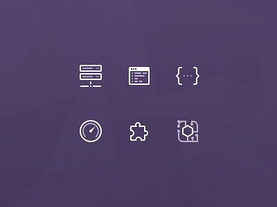 Server Integration Icons icon icons integration json purple puzzle server set terminal