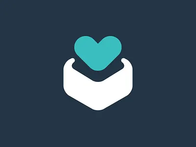 niftyy icon app blue box curved flat gift heart icon open present turquoise web