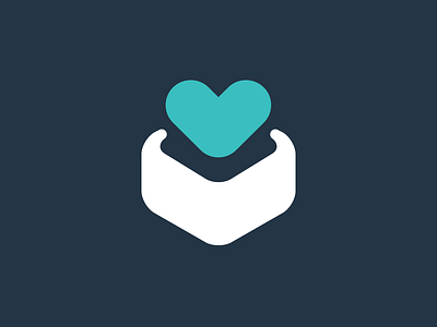 niftyy icon app blue box curved flat gift heart icon open present turquoise web