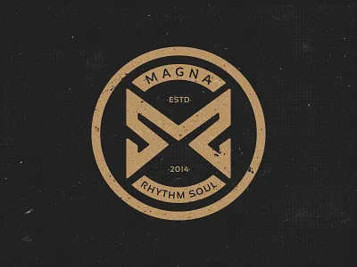 Magna Rhythm Soul badge brand identity letter logo logotype music production retro symbol type vintage