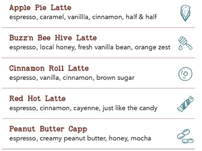 Cafe Drink Menu drinks menu icons menu typography