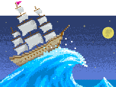 Crashing Ship illustration pixel ship