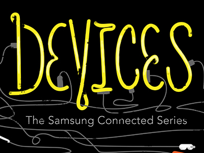 "Devices" final film title treatment film handtype lettering