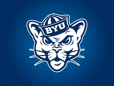 BYU Cougar athletics blue byu cougar frown hat sailor whiskers white