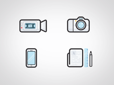 White icons brand camera flat icons mobile vector video website white zattberg