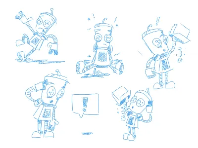 Robbie Concepts cartoon draw drawing ideas illustration raygun robot sketch zing design