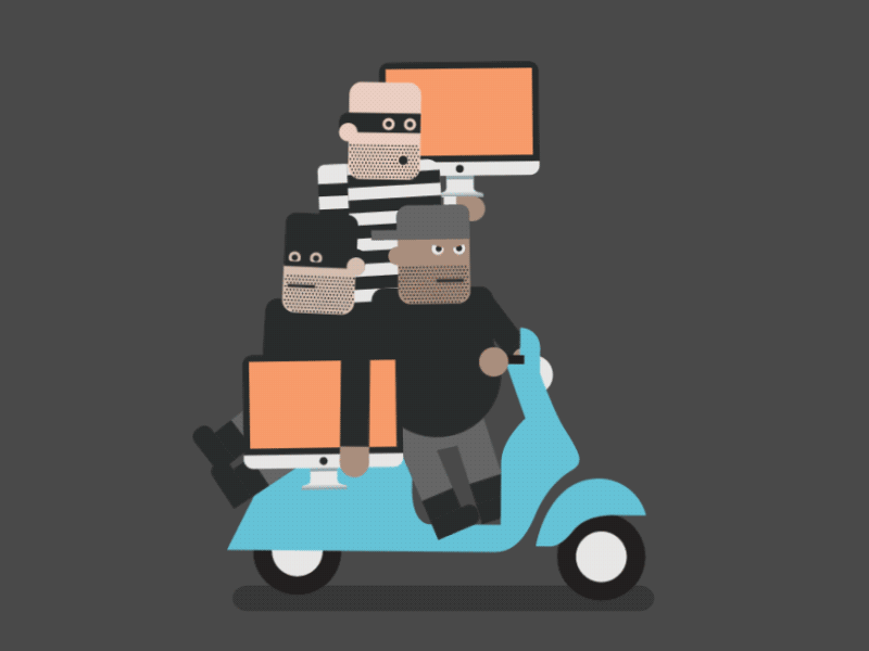Thievery cas casprins computer imac scooter stealing vespa