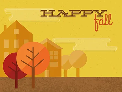 Fall Greetings autumn clouds fall houses neighborhood sky trees warm