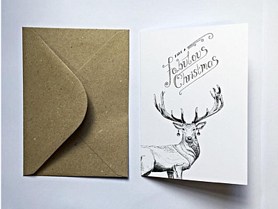 Brucey, the slightly effeminate stag cards christmas design drawing illustration stag typography