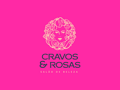 Cravos & Rosas Beauty Saloon beauty brand branding face girl hairstyle human logo design roses woman women