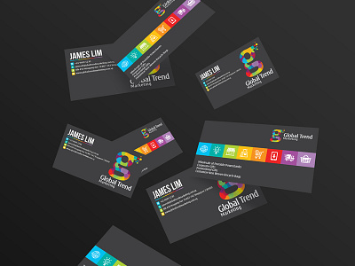 Global Trends Branding business card design badge behance branding business card colorful global icons letterhead logo rainbow trend