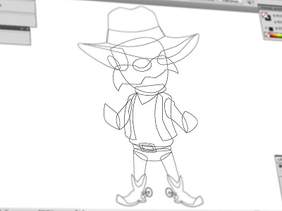 Western WIP cowboy progress shot vector western work