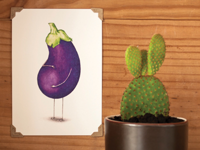 Fat aubergine aubergine card drawing eggplant food illustration