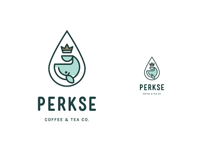 Revised Perkse Logo animal badge beverage box branding coffee logo packaging tea whale