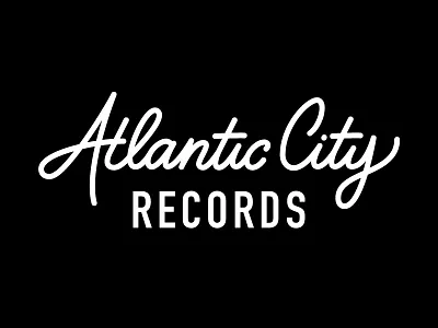 Atlantic City Records black and white custom lettering script typography