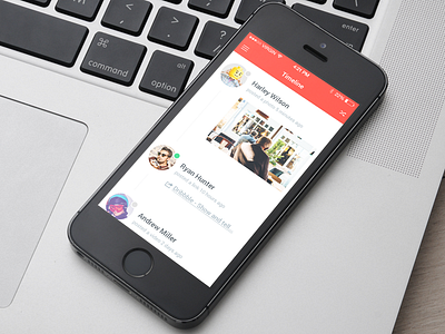 Timeline concept avatars circle ios mobile red timeline ui ux white