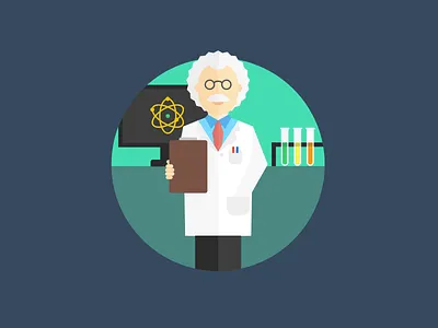 Scientist flat illustration lab people research scientist standing