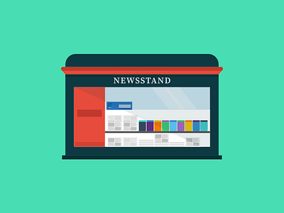 Newsstand building flat illustration news newspaper newsstand stand store