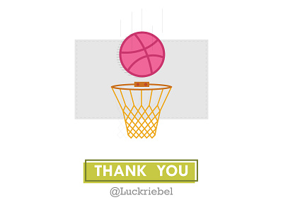Dribbble (First shot) basketball color debut dribbble first shot flat illustration invite thanks
