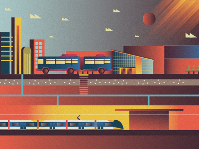 Metropolis Illustration blue color dribbble geometric illustration illustrator photoshop red texture vector