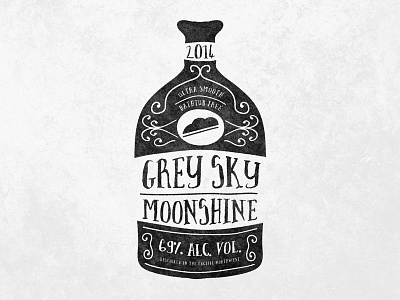 Grey Sky Moonshine alcohol grunge hand type illustration moonshine texture type typography vintage whiskey