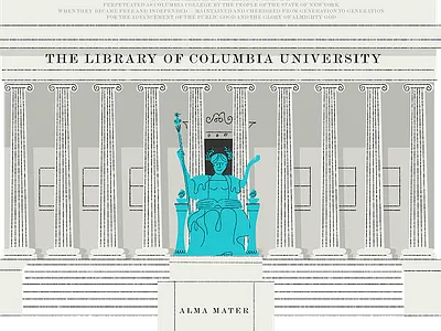 The Low Library alma city columbia columns illustration mater monotype modern new york nyc statue university