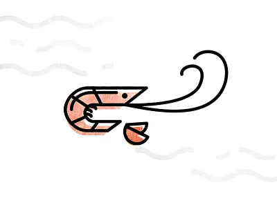 Lone Shrimp food giovannis hawaii illustration line shrimp waves
