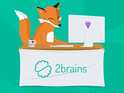 2brains design 2brains flat drawing fox illustrator template design vector design web design